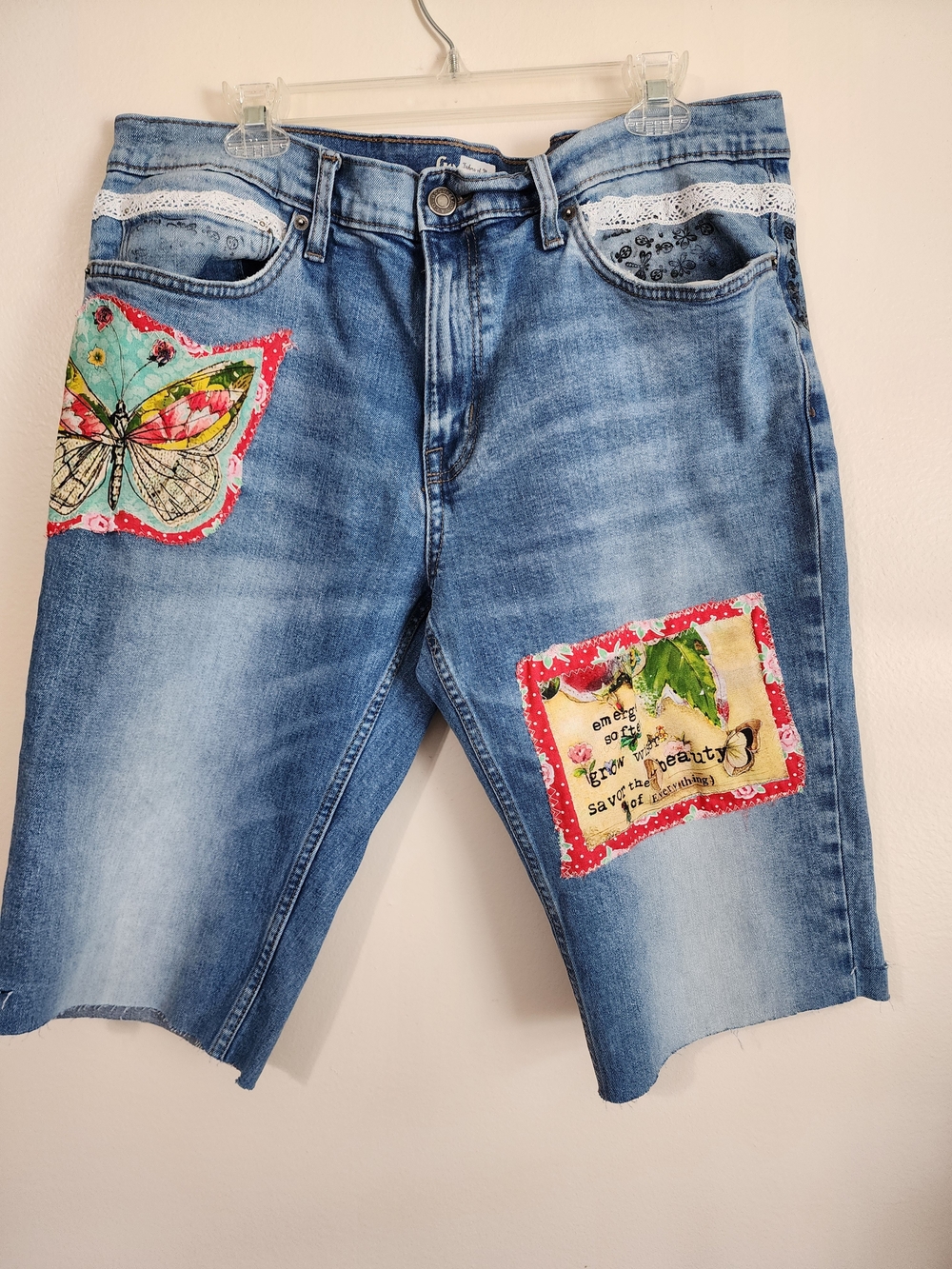 Upcycled Bermuda Cut Denim Shorts